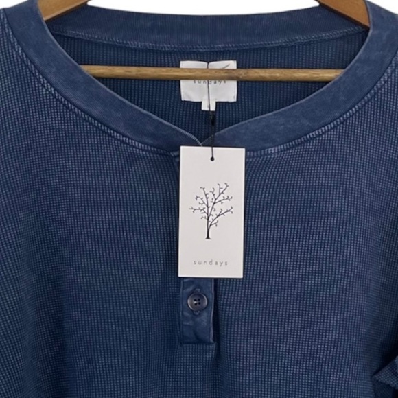 SUNDAYS Wren Thermal Ruffle Top Blue NWT - Picture 10 of 13